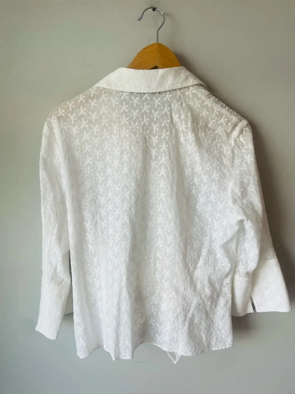 Lafayette 148 New York White Sheer Ruffle Tie-Front Blouse - Picture 4 of 7